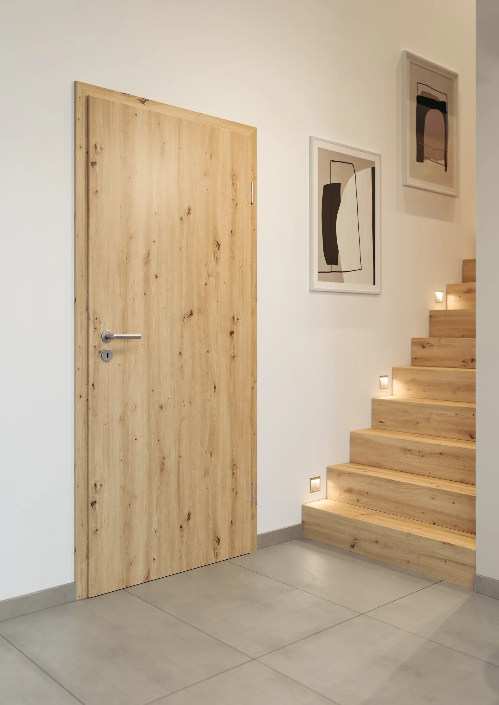 Gefälzte Holztür ProLine von Hörmann, Echtholz-Furnier Eiche astig